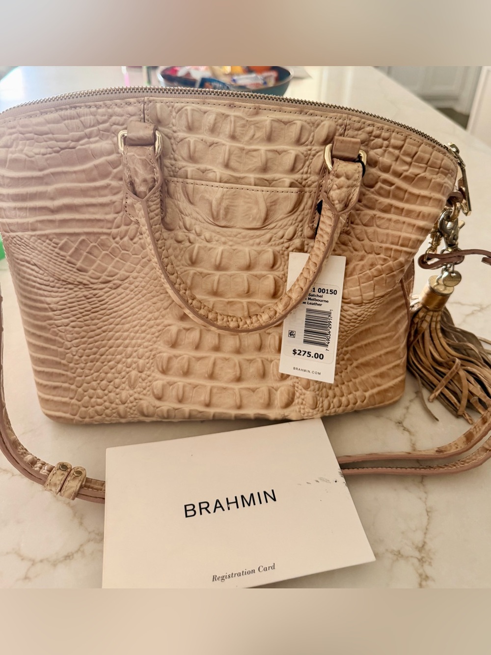 Brahmin Blossom Croc-Embossed with Tassel Purse - Picture 1 of 16